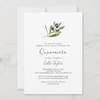 Moderne Olivenzweigstelle Quinceañera Einladung
