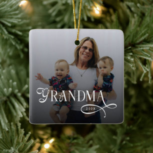 Moderne Oma-Foto-Personalisierung Keramikornament
