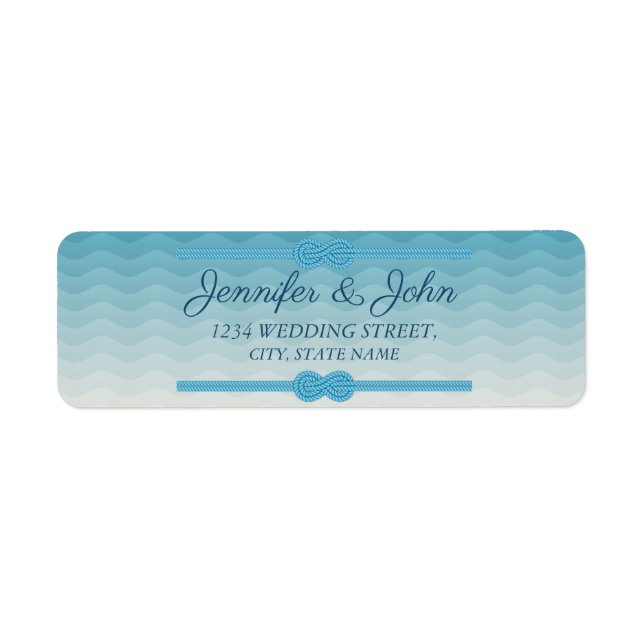 Moderne Ombre blue Wave Wedding Rücksendeadresse (Vorne)