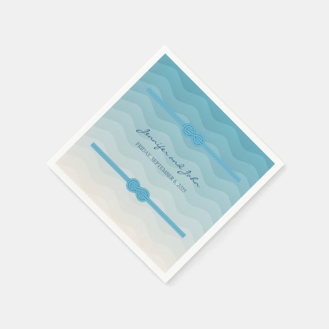 Moderne Ombre blue Waves Wedding Serviette (Ecke)