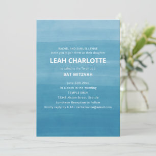 Moderne Ombre-Verlauf Ocean Teal Blau Bat Mitzvah Einladung