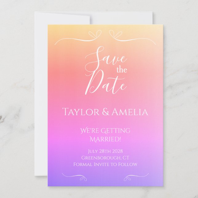 Moderne Ombre Wedding speichern das Datum Einladun Save The Date (Vorderseite)