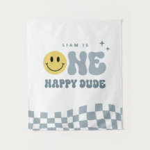 Moderne ONE Happy Dude Anniversaire Tapisserie