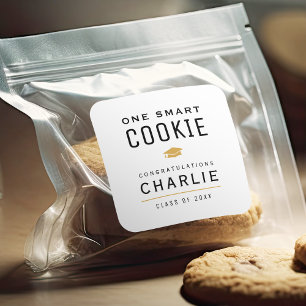 Moderne One Smart Cookie Graduierungspartei favori Quadratischer Aufkleber