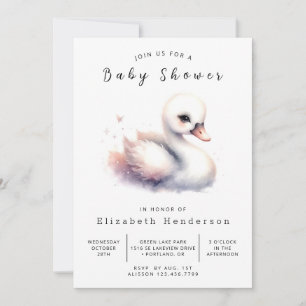 Moderne Online Swan Baby Dusche Einladung