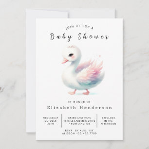 Moderne Online Swan Baby Dusche Einladung