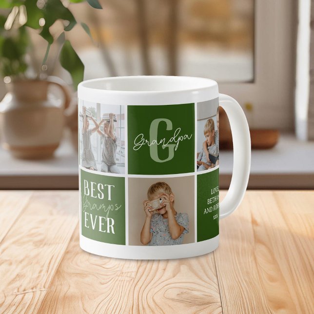 Moderne Opa-Grüne FotoCollage Kaffeetasse (Von Creator hochgeladen)
