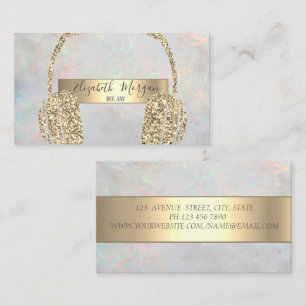 Moderne Opal Holografische Gold Glitter Kopfhörer Visitenkarte