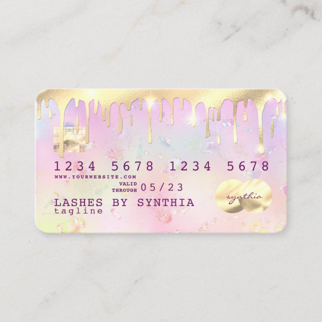 moderne Opal-Rosa- und Gold-Kreditkarte Visitenkarte (Vorderseite)