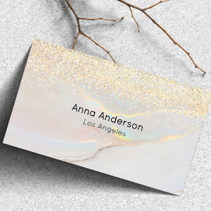 Moderne Opalstein-Faux-Gold-Glitter-Marmor Visitenkarte