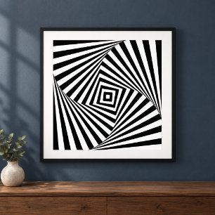 Moderne optische Täuschung Wandkunst Schwarz und W Poster