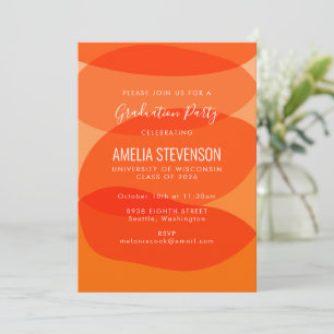 Moderne Orange Abstrakt Shapes Graduierungsparty Einladung