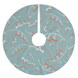 Moderne Orange auf aquamarinen Beeren-Abbildung Polyester Weihnachtsbaumdecke