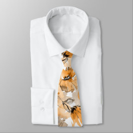 Moderne Orange Automne tendance Cravate floral