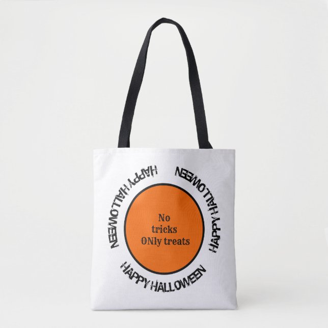Moderne Orange Black Typografy Happy Halloween Tasche (Vorderseite)