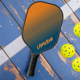Moderne Orange Blaue Sportliche Schräge Fade mit N Pickleball Schläger