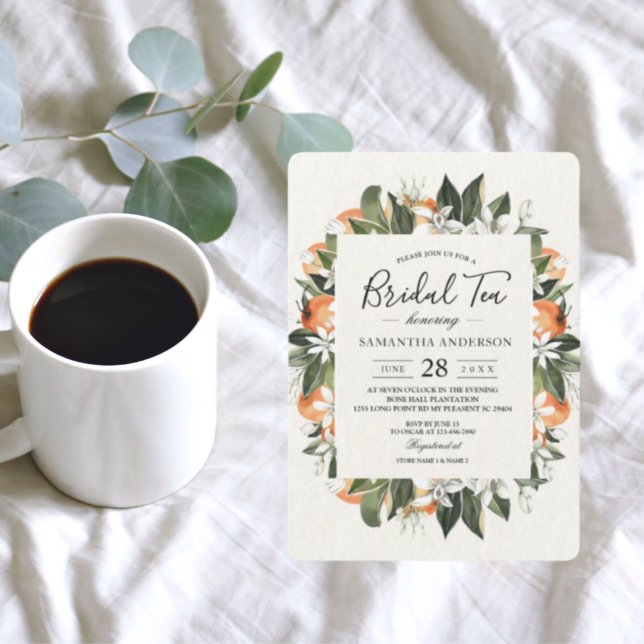 Moderne Orange & Blume Aquarellrahmen Einladung (Von Creator hochgeladen)