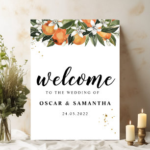 Moderne Orange & Blumen Aquarell Poster