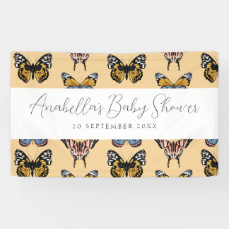 Moderne Orange Boho Butterfly Girl Babydusche Banner