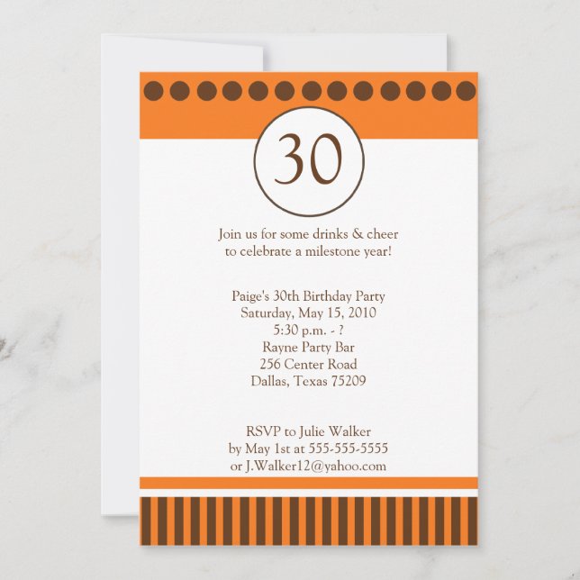 Moderne Orange & Brown 12x18 Birthday Einladung (Vorderseite)
