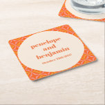 Moderne Orange Custom Wedding Mitte des Jahrhunder Rechteckiger Pappuntersetzer<br><div class="desc">MidCentury Modern Orange Retro Typografie Custom Wedding Square Paper Untersetzer</div>