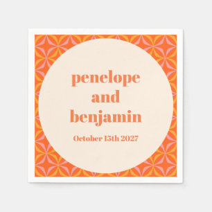 Moderne Orange Custom Wedding Mitte des Jahrhunder Serviette