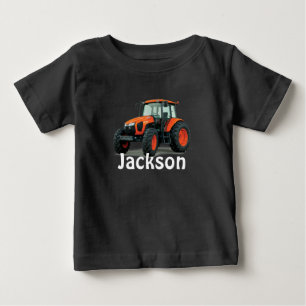 Moderne orange Farmtraktor Baby T-shirt
