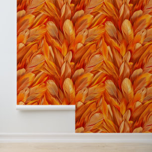 Moderne orange Federn Tapete
