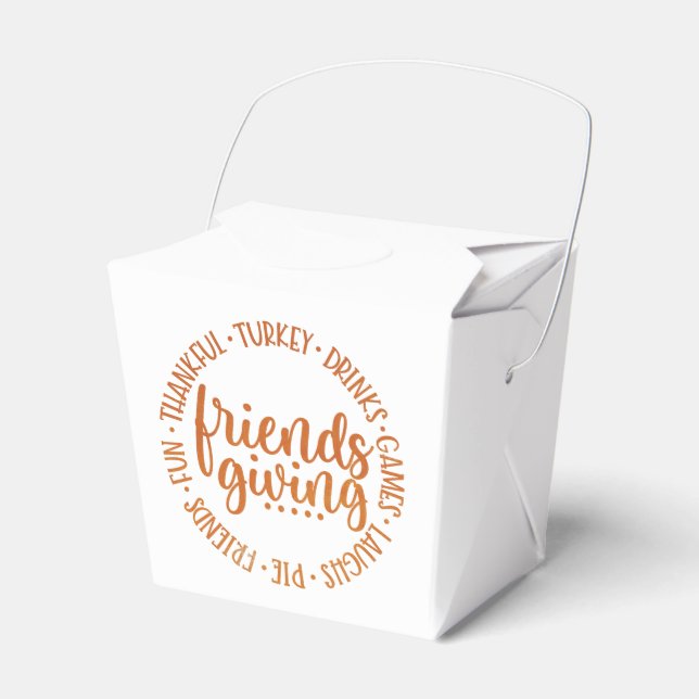 Moderne Orange Friendsgiving Take Out Boxen Geschenkschachtel (Vorderseite)