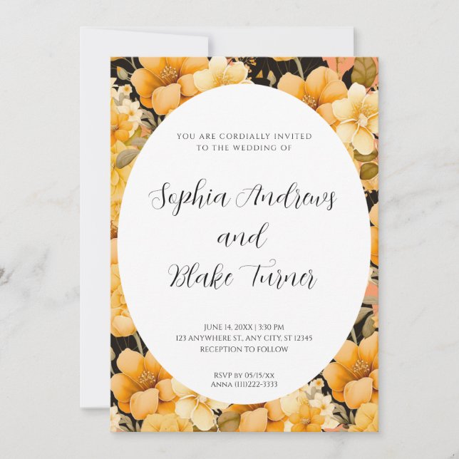 Moderne Orange Garden Gerahmte Hochzeit Einladung (Vorderseite)