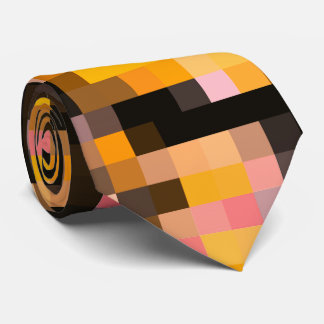 Moderne Orange Gelb Schwarze Mosaik Muster Krawatte