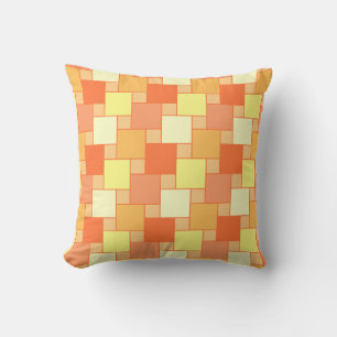 Moderne, orange gelbe geometrische Quadrate Kissen