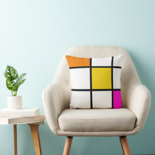 Moderne Orange Gelbe Pink Mondrian Stil Kissen