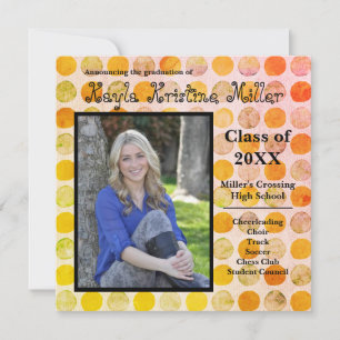 Moderne Orange & Gold Dots - Graduierung Ankündigu Einladung