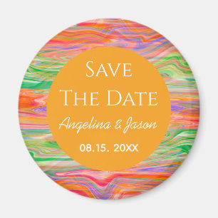 Moderne orange Hochzeit - Rettet das Datum Magnet