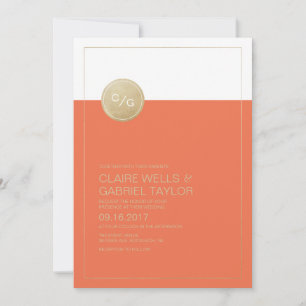 Moderne Orange Hochzeitseinladung Einladung
