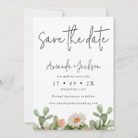 Moderne Orange Kakteen Wedding speichern die Datum