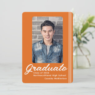 Moderne Orange Line Faire-part de graduation photo