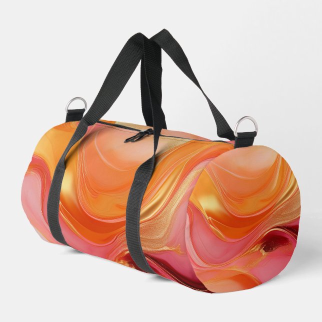 Moderne Orange Pink und Gold Abstrakt Luxus- Duffle Bag (Linke Seite)