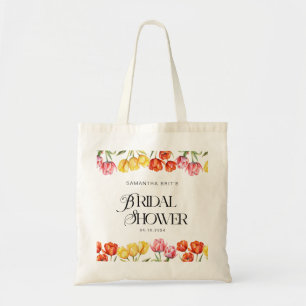 Moderne orange-pinke Tulpen Floral Brautdusche Tragetasche