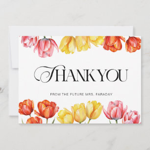Moderne orange-pinke Tulpen Floral Brautparty Dankeskarte