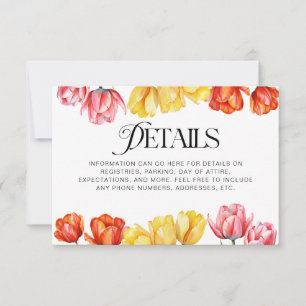 Moderne orange-pinke Tulpen Floral Brautparty RSVP Karte