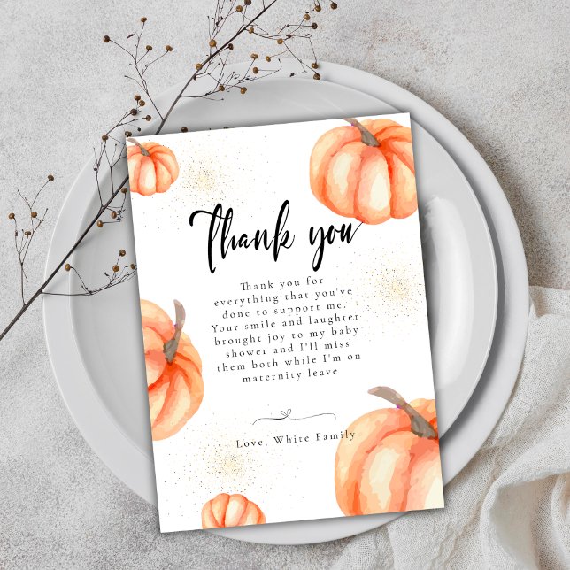 Moderne Orange Pumpkin Baby Dusche Danke Karten (Modern Orange Pumpkin Baby Shower Thank You Cards)