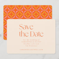 Moderne Orange Retro Geometric Simple Wedding