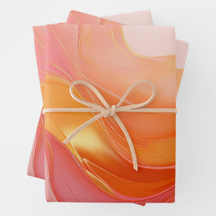 Moderne Orange, Rosa und Gold Sonnenaufgang- Geschenkpapier Set