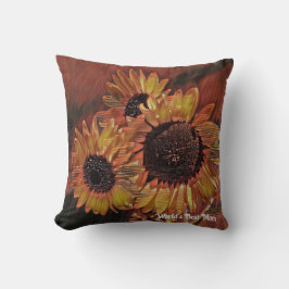 Moderne Orange Sonnenblumen Kunst Kissen