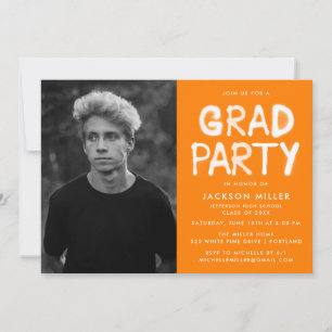 Moderne Orange Spray Paint Foto Graduation Party Einladung
