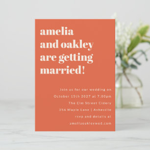 Moderne Orange Sunset Typografy Wedding Website Einladung