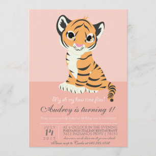 Moderne Orange Tiger Pink Einladung
