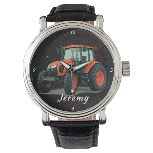 Moderne Orange Traktor Watch Armbanduhr (Vorderseite)